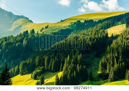 Scenic Swiss Alps Sunset