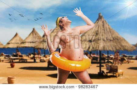 Adult man on the beach