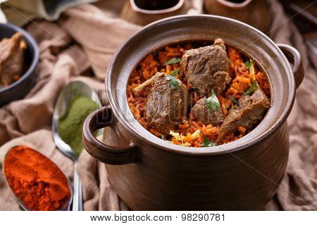 Delicious Indian Dum Biryani Lamb
