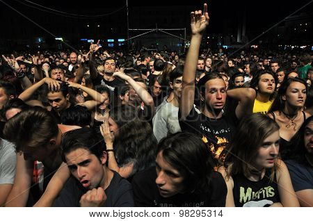 Headbanging Crowd At A Rock Concert