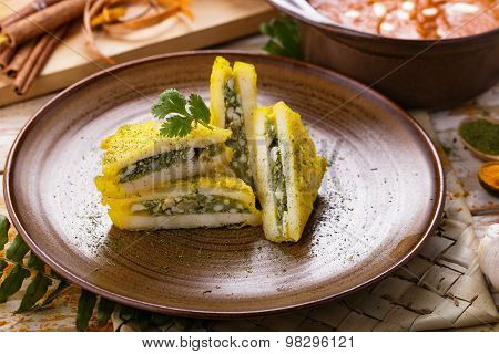 Indian Snack Paneer Pasanda Garnished