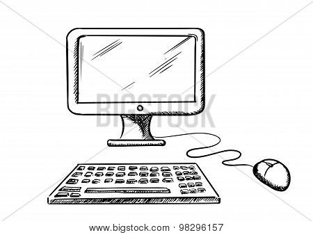 Desktop computer with mouse and keyboard