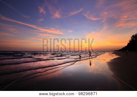 Life At Andaman Sea After Sunset With Twilight