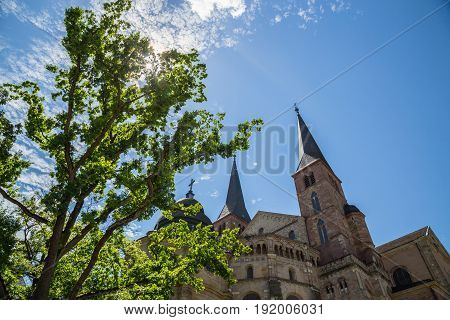 Trier Cathedral with blue sky pictures detail