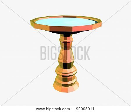 Golden Birdbath Isolated On White Background