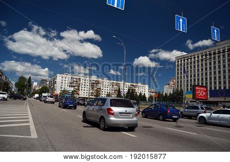 City,street,traffic.June 20 ,2017 in Kiev, Ukraine