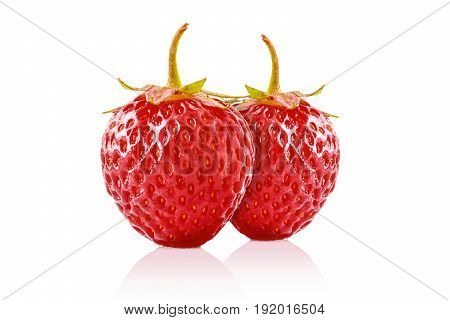 Perfect sweet Strawberry with the leaf isolated on a white background. Red Strawberry