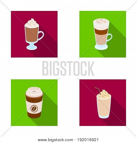 Mocha, macchiato, frappe, take coffee.Different types of coffee set collection icons in flat style vector symbol stock illustration .
