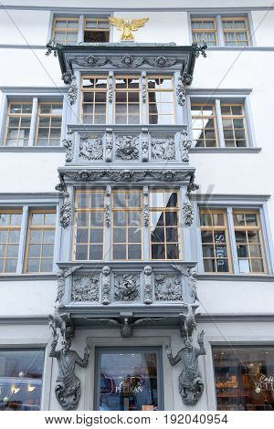 Beautiful Enclosed Balcony Of St. Gallen On Switzerland
