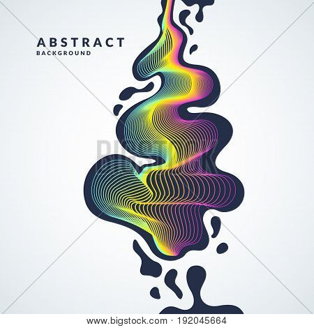 Abstract background with a dynamic waves, linesn and splashes in a bright colorful style on light background.