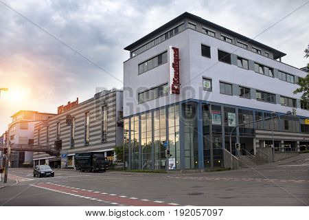 GERMANY - May 30 2012: Nurtingen the street in an industrial part of the city - is a town in southern Germany.