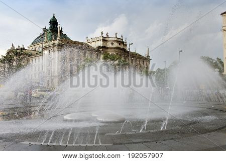 Stachus fountain in Munich Germany in a sunny day
