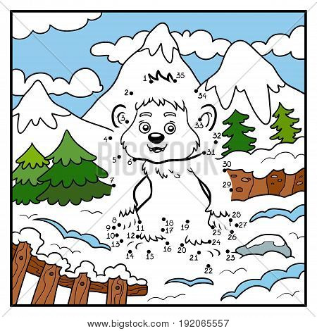 Numbers game, education dot to dot game for children, Yeti