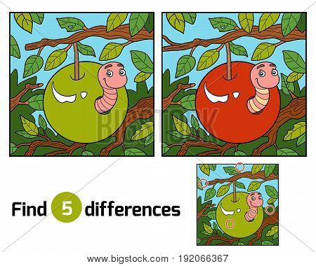 Find Differences, Worm In Apple
