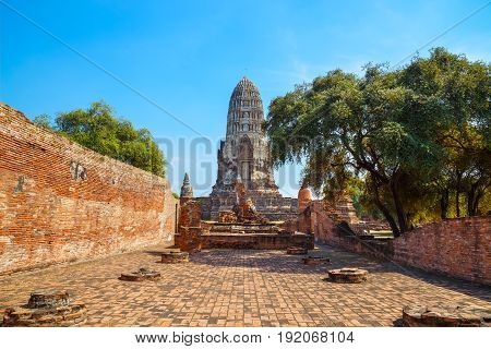 Ayutthaya, Thailand - December 20 2016: Wat Ratburana Temple In Ayutthaya Historical Park, A Unesco