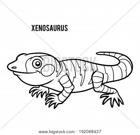 Coloring book for children, black and white Xenosaurus