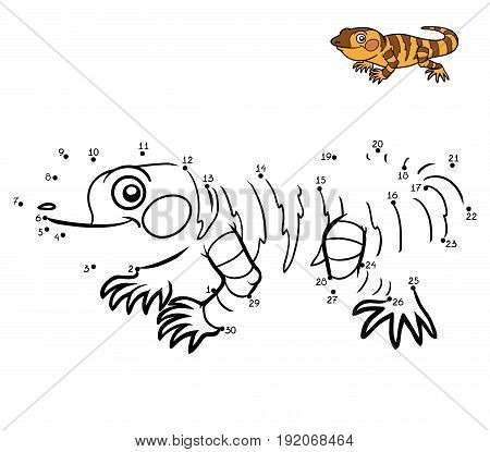 Numbers game, education dot to dot game for children, Xenosaurus
