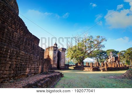 Sukhothai, Thailand - January 17 2017: Wat Phra Si Rattana Mahathat - Chaliang In The Precinct Of Si