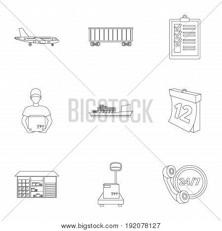 Logistic set icons in outline style. Big collection of logistic vector symbol stock