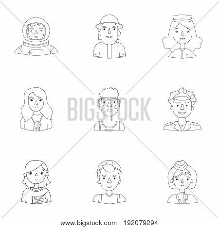 People of different profession set icons in outline design. Big collection of people of different profession vector symbol stock illustration