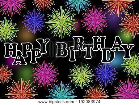 Happy birthday billboard with colorful vibrant firework birthday party decoration eps10 vector