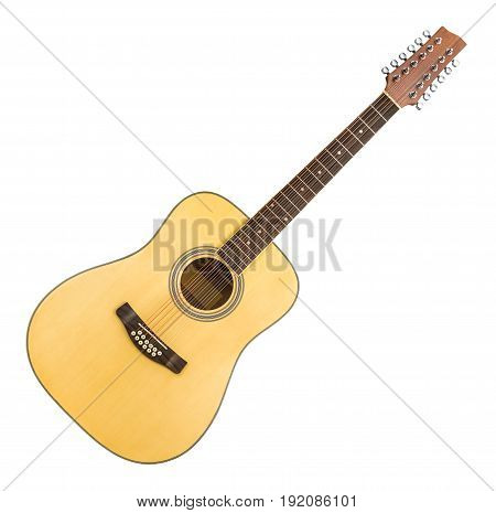 12 String Acoustic Guitar Isolated on a White Background