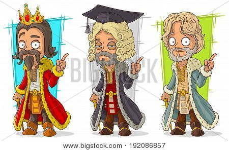 Cartoon medieval king judge and noble character vector set