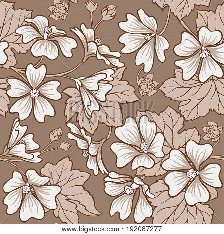 malva vector seamless pattern on color background