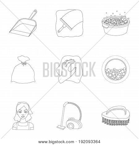 Cleaning, washing and everything connected with it. A set of icons for cleaning. Cleaning and maid icon in set collection on outline style vector symbol stock web illustration.