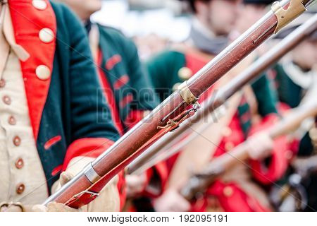 Building musketeers with guns. Focus on gun
