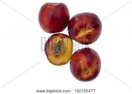 Ripe Nectarines Isolated On White Background