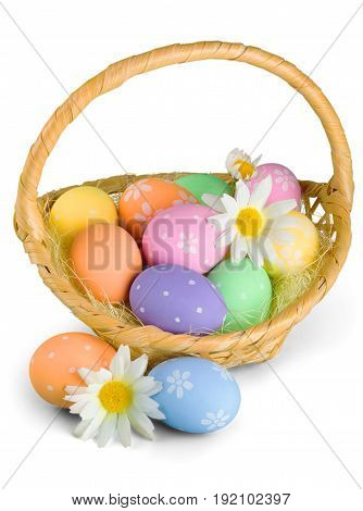Color colorful basket easter filled eggs green