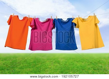 Cloth clothes wash rope clothespin pins clothespins