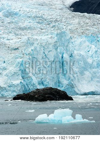 The Aialik Glacier flows in to a bay of the same name drains the Harding Ice Field