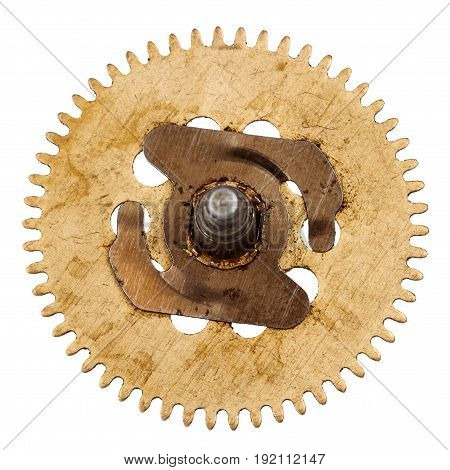 Old clockwork gear isolated on white background