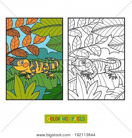 Coloring book for children, Xenosaurus and background