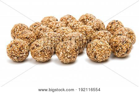 Roasted thala balls isolated on white background