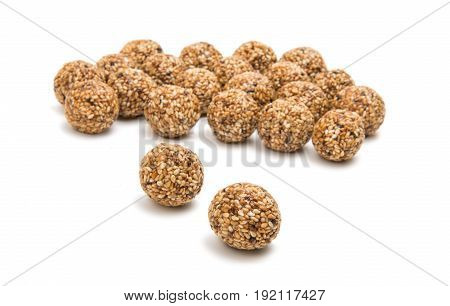 Roasted thala balls isolated on white background