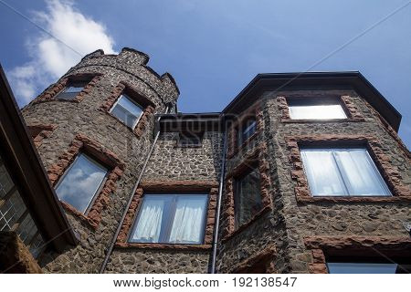 Looking up at Kip's Castle in Verona New Jersey