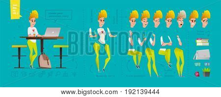 Stylized characters set for animation. Some parts of body