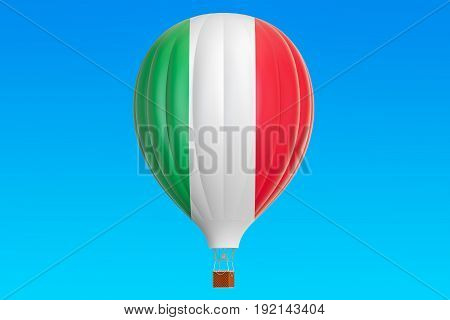 Hot air balloon with Italian flag 3D rendering