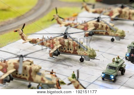 Saint Petersburg, Russia - May 13, 2017: Fragment Big Grand Maket Russia. Grand Maket Russia the world's largest model of Russia from Kaliningrad to the Far East.