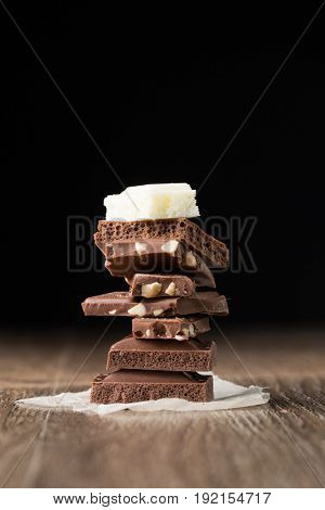 Pyramid of white, porous chocolate