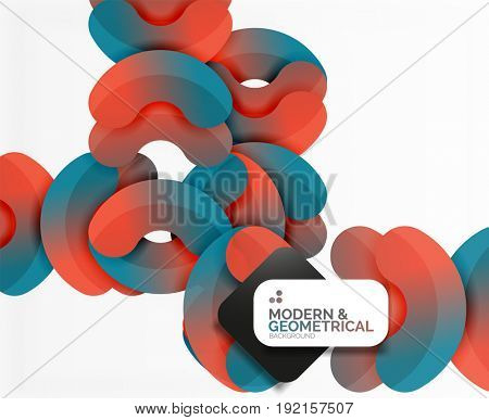 Abstract color geometric round shapes on white - elements with shadow, colorful composition