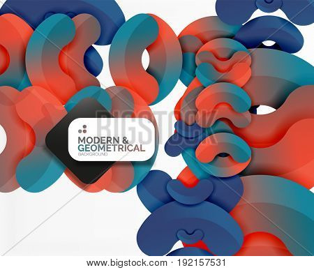 Abstract color geometric round shapes on white - elements with shadow, colorful composition