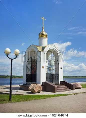 Pyotr and Fevronyi's chapel, on banks of Volga River,  In Balakhna, Russia