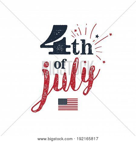 4th of July. USA Independence Day. 4th of July typography illustration. Vintage design.