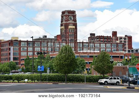 CAMDEN, NJ - APR 9: The Victor: Luxury Waterfront Lofts in Camden, New Jersey, as seen on April 9, 2017. The apartments are located steps from the Adventure Aquarium and Camden Children's Garden.