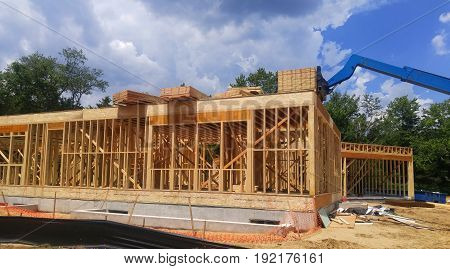 Framed Building Or Residential Home With Basic
