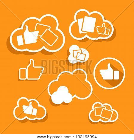 Upload data concept. Upload photo concept. Smart phone synchronizing data with the "cloud".